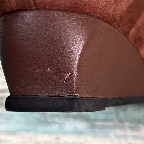 Arche Wedge Pumps Womens 9.5 Brown Nubuck Leather Dress Formal Shoe Comfort Heel - Picture 10 of 13